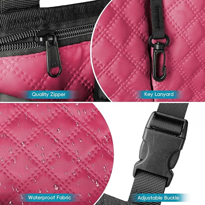 Wheelchair Bag with Cup Holder, Wheelchair Accessories Armrest Side Bag Multi Pockets Pouch for Electric Wheelchairs, Walker, Rollators & Mobility Scooters, Adults, Seniors, Plum