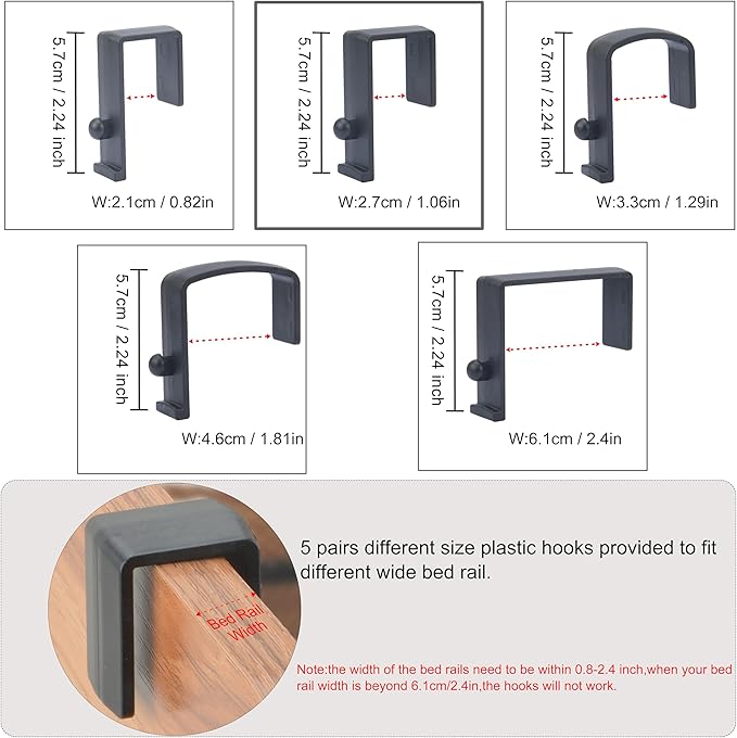 Bedside Caddy Hanging Storage Basket Little Size Plastic Beside Shelf Hang-on Storage Organizer for Collage Dorm Bunk Bed,Changing Table - Bedroom Essentials for Phone,Mini Speaker,Tissues (White)