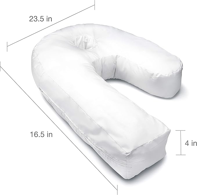 DMI U-Shaped Side Sleeping Pillows For Neck And Shoulder Pain |Side Sleeper Neck Pillow & Pregnancy Pillow Side Sleeper With Ear Hole | Back, Hip, & Sciatica Relief(30"x20"x6")