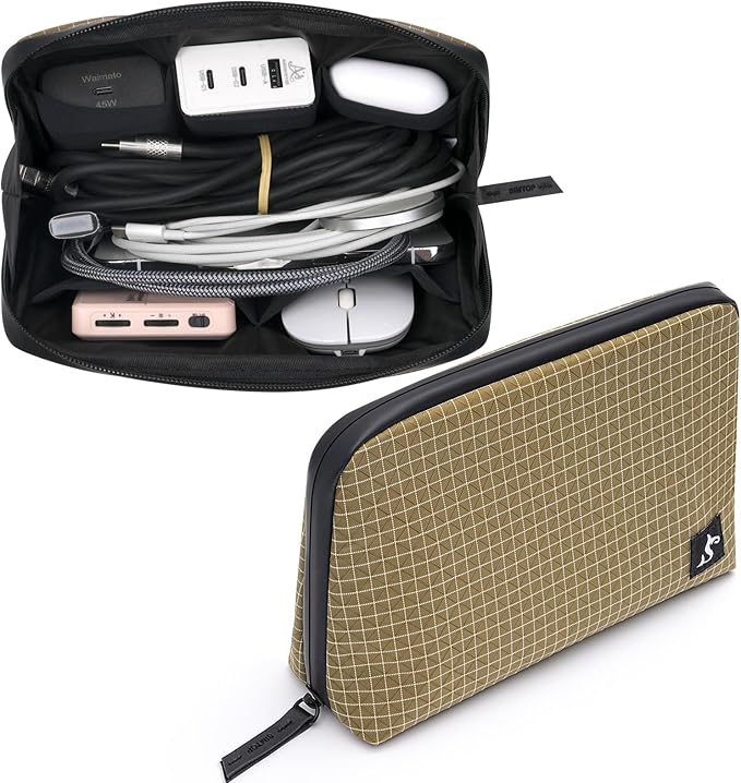 SIMTOP Cord Organizer Travel Small Tech Bag Pouch Case for Cords, Charger, Hard Drive, Power Bank – Water-Resistant Electronics Organizer, Small Portable Gadget Case for Travel