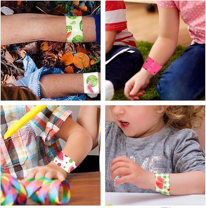 48PCS One In a Melon Watermelon Party Favors Slap Bracelets Watermelon First Summer Birthday Party Supplies Decorations for Baby Shower One In a melon Outfits 1st Birthday Fruit Theme Party Supplies