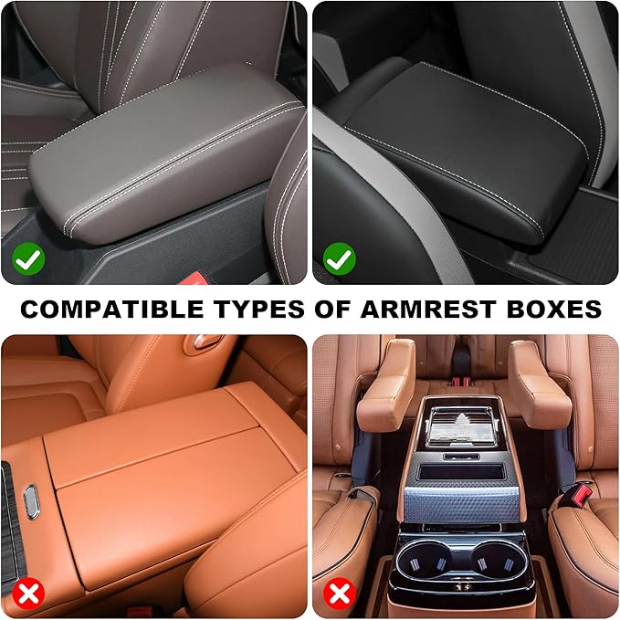 frani Car Center Console Cover,Leather Car Armrest Cover with 2 Storage Bags,Universal Car Arm Rest Cover,Car Interior Accessories Protector for Most Vehicle Beige