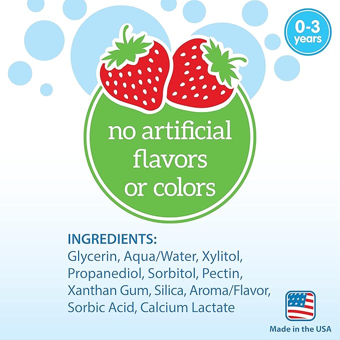 Dr. Brown's 100% Silicone Baby Finger Toothbrush and Toothpaste Set, 2-Pack Toothbrush with Storage Case, Fluoride-Free Strawberry Toddler Toothpaste, Gray & Yellow