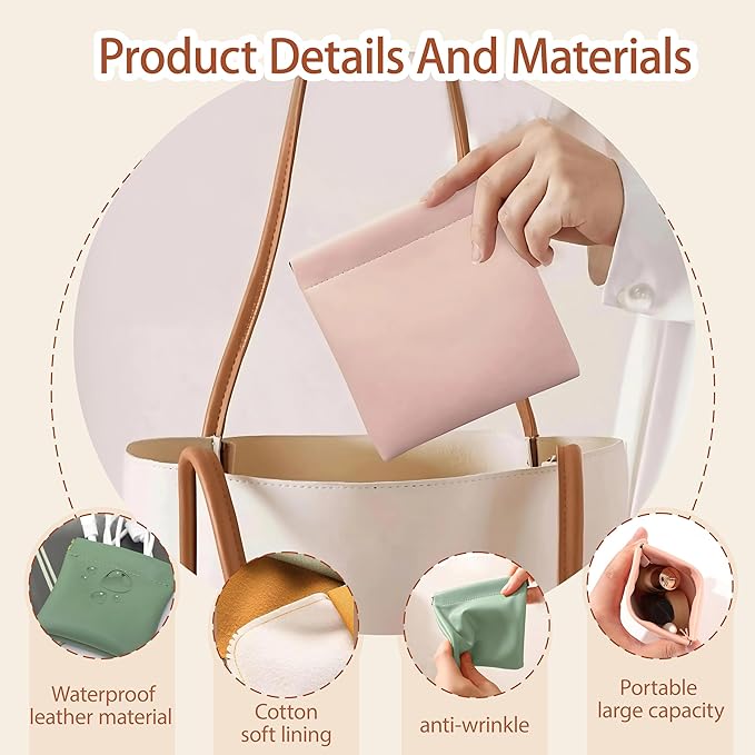 4Pcs Personalized Snap Closure Leather Organizer Pouch,Portable Small Makeup Bag for Women,Coin Purse Lipstick Cosmetics Accessories Organizer,Small Travel Kit Storage Pouch ﻿ (D)