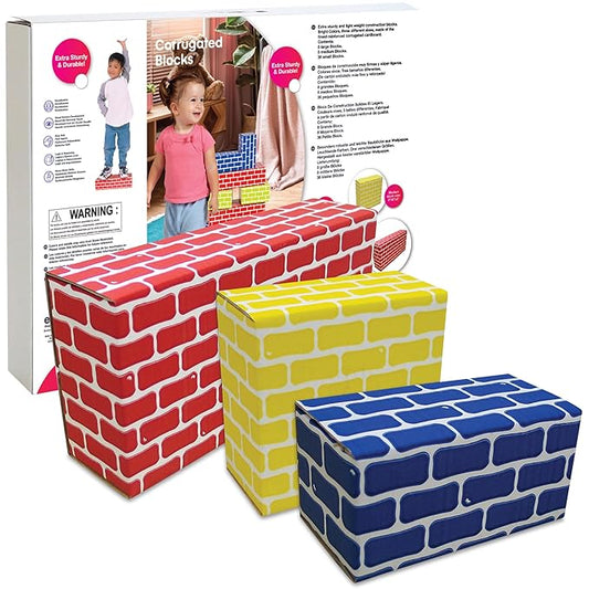 Edushape Cardboard Baby Blocks for Toddlers, 36 Pieces - Edu-Blocks Durable Multi-Colored Toddler Blocks for Building & Learning - Stacking Blocks Building Blocks for Daycares and Preschools