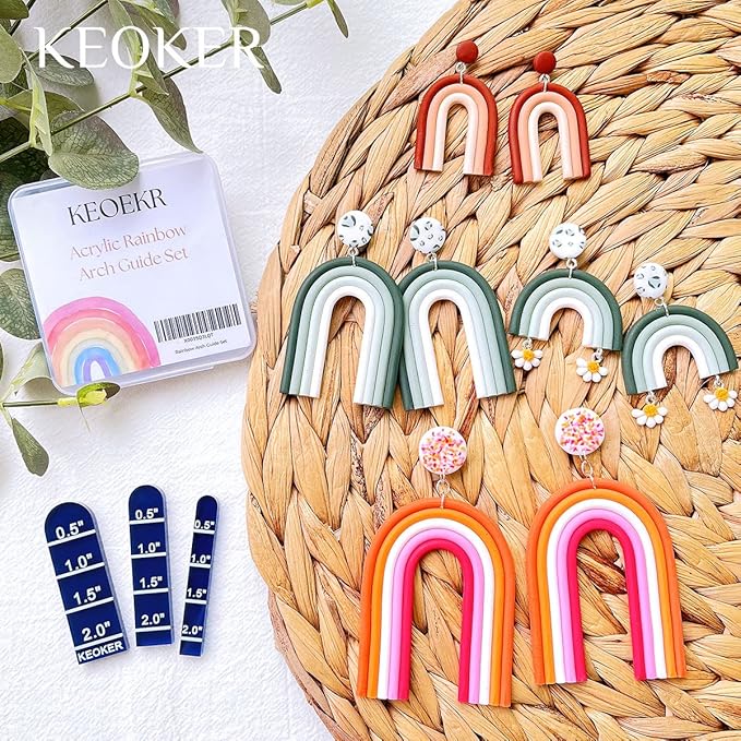 Keoker Polymer Clay Acrylic Rainbow Arch Guide Set, 3 Size for Polymer Clay Earrings, Polymer Clay Earrings Jewerlry Supplies, Polyemr Clay Earings Tools