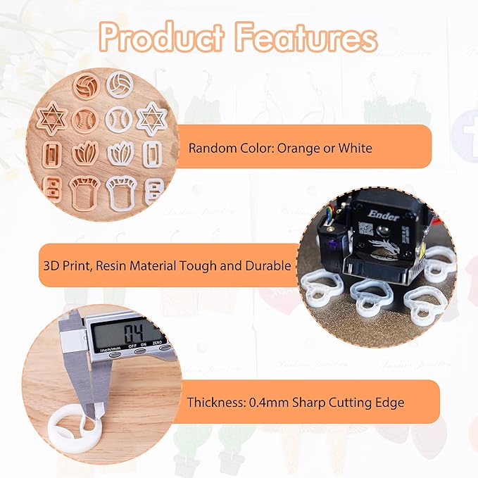 Puocaon Sports Polymer Clay Cutters - 6 Shapes Sports Balls Clay Cutters for Polymer Clay Earrings Making, Football Baseball Shapes Polymer Clay Cutters for Jewelry Making, Sports Clay Cutters Set