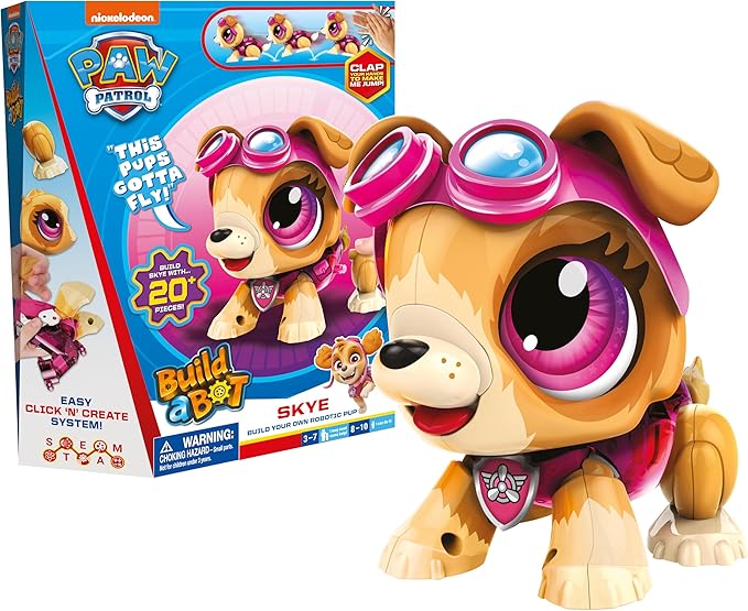Build a Bot Paw Patrol Skye - Build Your Own Robotic Pet with 20+ Pieces with 1 Sticker Sheet - Ages 3-10