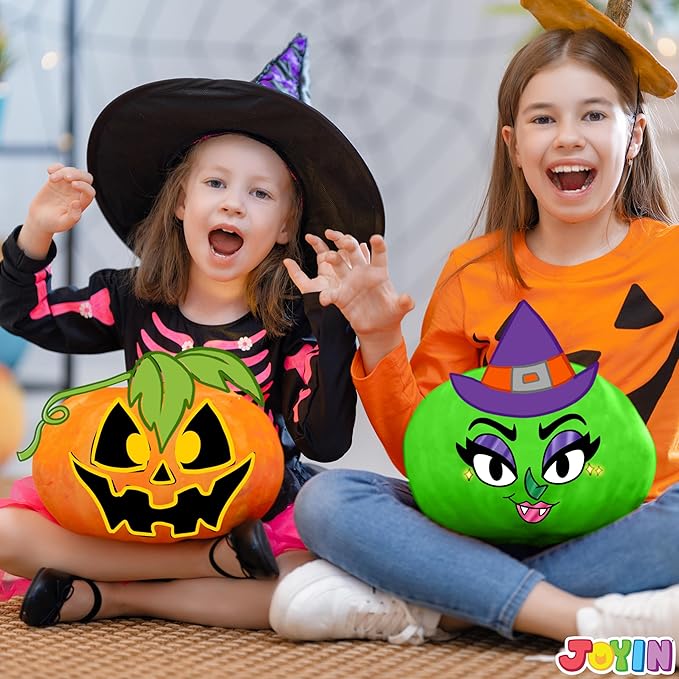 Klever Kits Halloween Pumpkin Painting Kit, Party Favor for Kids, Halloween Arts Crafts Party Supplies, Glowing in The Dark Pumpkin Decorating Kit, DIY Coloring Set for Classroom Activities Games