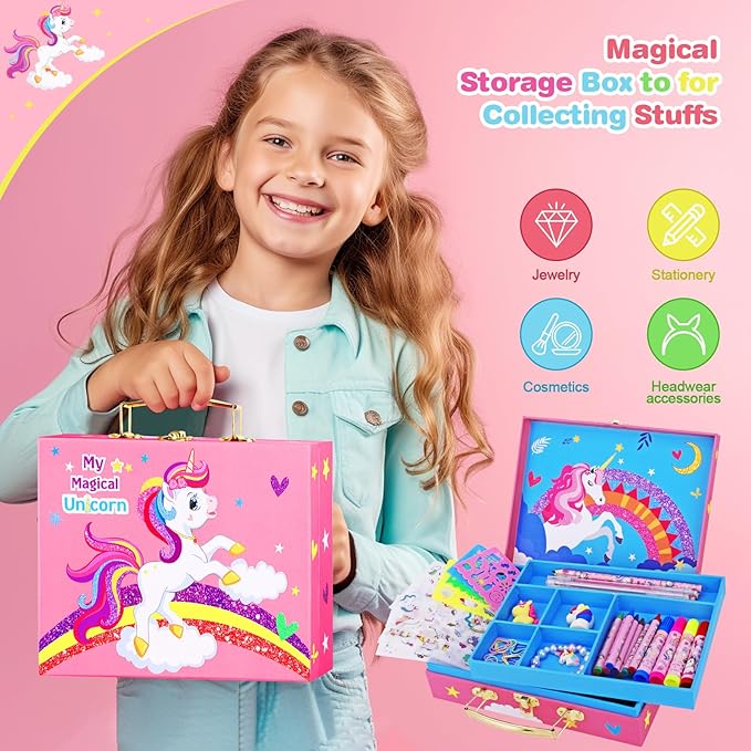 Art Supplies for Kids,66PCS Drawing Kits with Unicorn Storage Case for Girls Age 4-12,Art Case Coloring Sets,Crayon,Colored Pencils,Coloring Book Sketch Book Drawing Stuff,Gift Toys for Girls Age 5-10