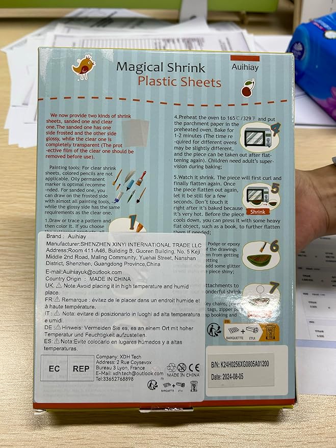 Auihiay 145 Pieces Shrink Plastic Sheet Kit Include 20 PCS Shrinky Paper with 125 PCS Keychains Accessories for Kids Creative Craft