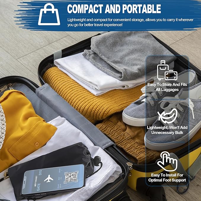 Foot Hammock for Plane Travel to Relax Your Feet - Portable & Adjustable Airplane Foot Hammock with No Feet Clashing, Long Flight Travel Essentials Airplane Foot Rest to Reduce Fatigue & Soreness