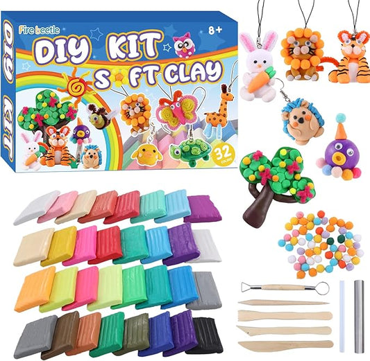 Fire Beetle Polymer Clay Kit, Modeling Clay with Sculpting Tools, Animal Decoration Accessories, Multicolor, 0.907kg, Oven Bake, Ideal for Kids & Adults, Ages 3-12
