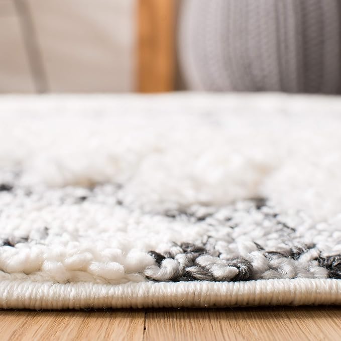 SAFAVIEH Moroccan Tassel Shag Collection Runner Rug - 2'3" x 12', Ivory & Grey, Boho Design, Non-Shedding & Easy Care, 2-inch Thick Ideal for High Traffic Areas in Living Room, Bedroom (MTS652F)