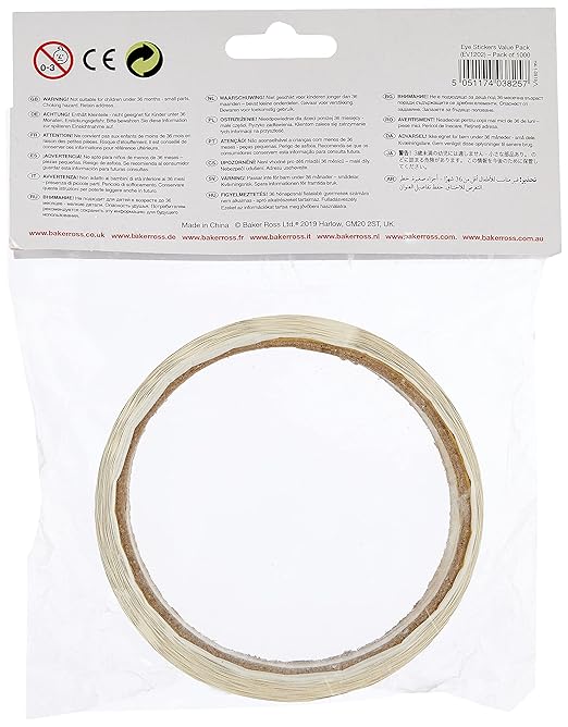 Baker Ross EV1202 Eye Stickers - Pack of 1000, Embellishments for Kids to Add to Arts and Crafts Projects, Stick On Eyes, Black & White