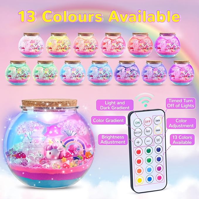 Ingbear Unicorn Terrarium Kit for Kids, Arts and Crafts for Kids Age 4-6 Sand Toys for Girls Ages 4-8 5-7 9 10 Year Old Birthday Christmas Gifts
