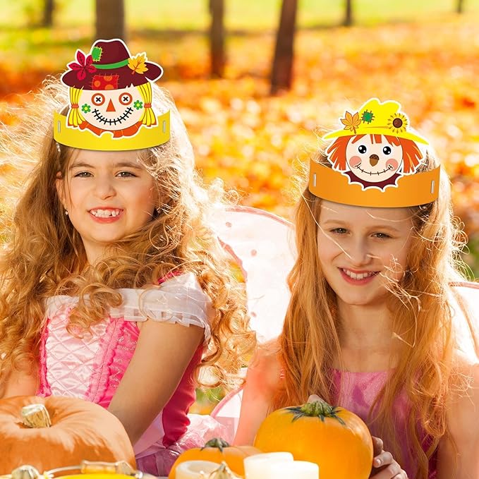 30 Sets Fall Scarecrow Head Craft Kit DIY Autumn Thanksgiving Scarecrow Art Craft Make Your Own Scarecrow Head Set for Kindergarten Kids Home Classroom Game Activities Supplies
