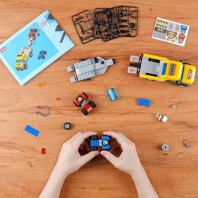 City Race Buggy Transporter Building Set,324 PCS 3 in 1 City Service Truck Cars Building Blocks Kit,STEM Vehicles Toys,Construction Playset Birthday Xmas Gifts for Kids Boys 6 7 8 9 10-Year-Old