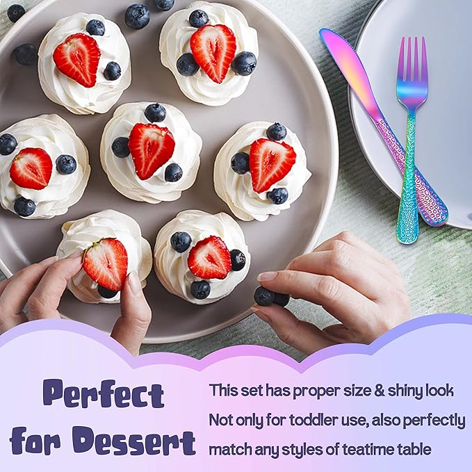 HaWare 9-Piece Toddler Kids Silverware Set, Stainless Steel Hammered Flatware, Preschooler Eating Utensils Includes 3 Spoons 3 Forks 3 Knives, Metal Children Cutlery for Home School, Mirror Finished