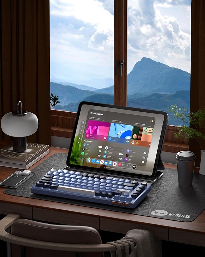 MageGee SKY81 75% Mechanical Gaming Keyboard, Gasket Hot Swappable Wired Custom Creamy Keyboard w/ 5-Layer Sound Padding, Knob Control, RGB Backlit, NKRO for Win/Mac (Prussian Blue, Blue Whale Switch)