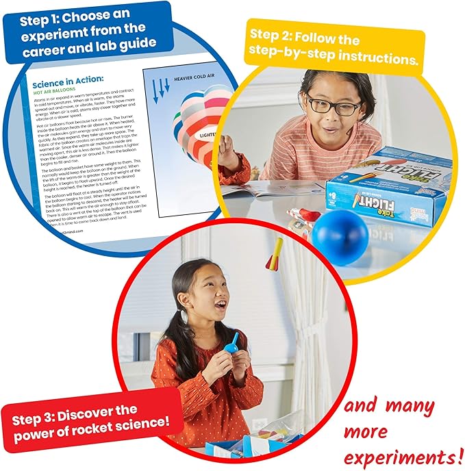 hand2mind Take Flight Science Kit, Toy Rocket Launcher for Kids Ages 8-12, Rocket Kit, Science Kits & Toys, Air Rocket Launcher Kids, 18 Science Experiments, Career & Lab Guide, STEM Toy, Kids Rocket