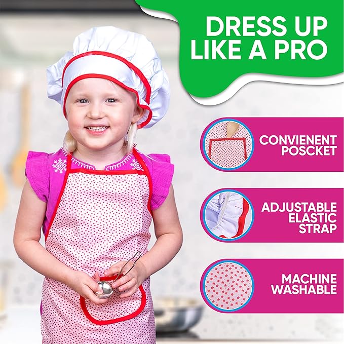 FUNERICA Toddler Kitchen Accessories Playset with Cutting Food Vegetables and Stainless-Steel Play Pots - Pretend Kids Cooking Utensils - Apron & Chef Hat - Toy Knife & Cutting Board for Girls & Boys