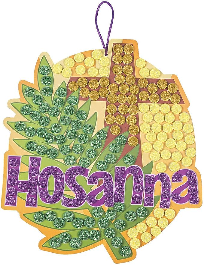 Fun Express Palm Leaf Glitter Mosaic Craft Kit - Makes 12 - Easter Crafts for Kids