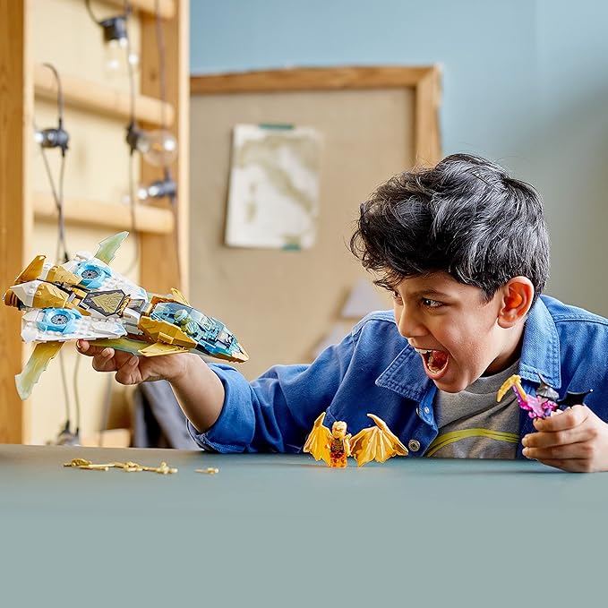 LEGO NINJAGO Zane's Golden Dragon Jet, 71770 Toy Plane Set, Birthday Gift Idea for Kids, Boys and Girls 7 Plus Years Old with Cole & Zane Minifigures