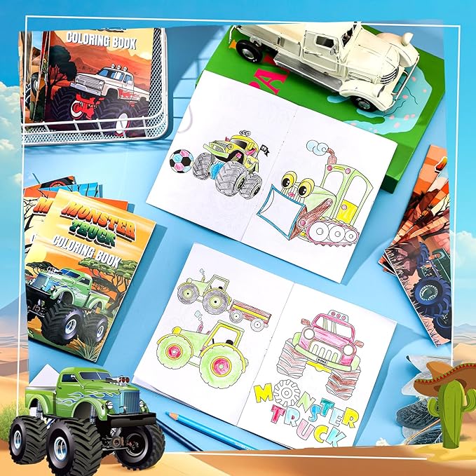72 Pcs Truck Coloring Book Coloring Books Bulk, DIY Coloring Book for Adult Stress Relief Drawing Book with Train Truck Car for Party Favors Goodie Bag Filler Gifts