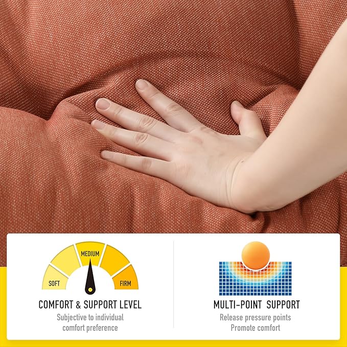 SUNROX LokGrip Non Slip Tufted Memory Foam Bench Cushion, FadeShield Water Resistant Durable Thicken Outdoor/Indoor Bench Seat Pads 48x16x4 inch, Terracotta