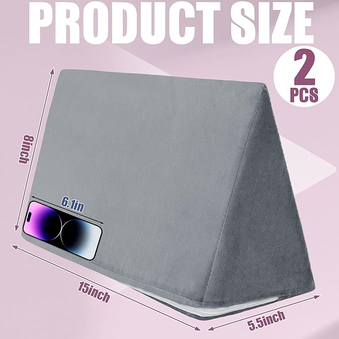 BALAPET 2 Pcs Small Wedge Pillow for Sleeping，Premium Foam Bed Pillow for Side Sleeping,Triangle Wedge Pillow for Leg Elevation,Yoga,Reduce Back Pain(Gray)