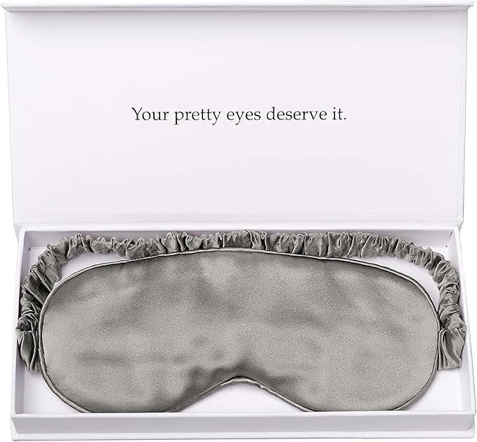 Silk Sleep Mask Light Blocking Luxury 100% Mulberry 19mm Silk Eye Mask Eye Cover Blindfold Ultra Soft Light & Comfy Anti Aging Skin Care with Travel Bag Gift Package