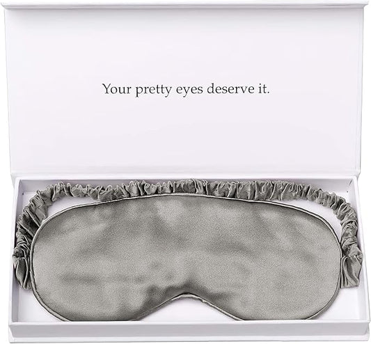 Silk Sleep Mask Light Blocking Luxury 100% Mulberry 19mm Silk Eye Mask Eye Cover Blindfold Ultra Soft Light & Comfy Anti Aging Skin Care with Travel Bag Gift Package