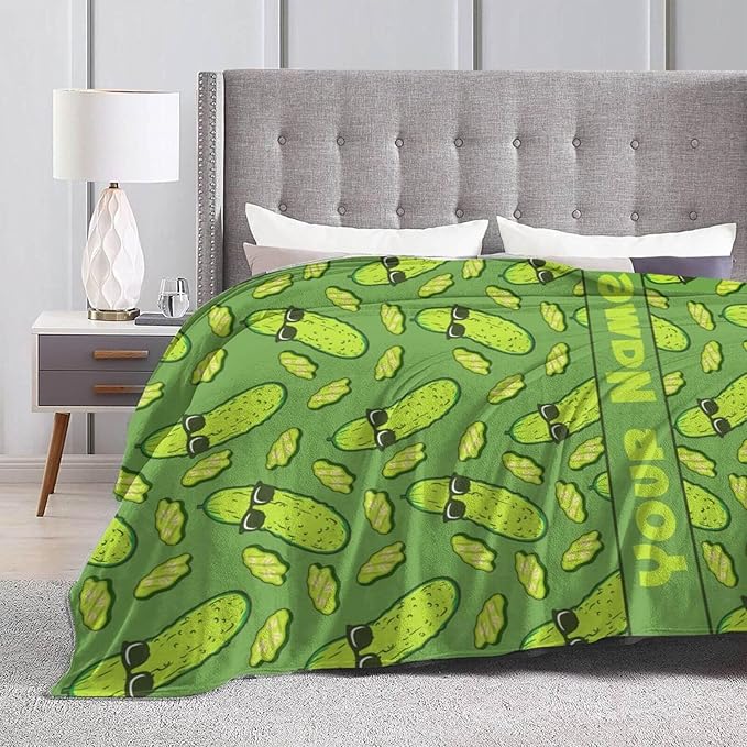 Custom Pickle Blanket with Name for Women Men, Personalized Cute Pickle Themed Design Printed Throw Blankets for Teens Adults Lap, Chair Sofa, Giftable Blanket, 50"x 60"