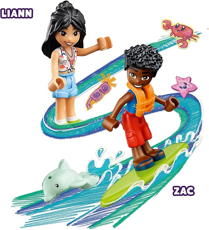 LEGO Friends 41725 Beach Baggy in Summer, Toy Blocks, Present, Vehicle, Glue, Girls, Ages 4 and Up
