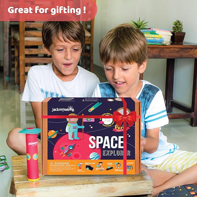 jackinthebox Space Science 6-in-1 Craft Kit Gift for Kids Ages 6-10, Solar System Science Kit for Kids, Space Toys for Kids, Easy DIY STEM Toy for Boys and Girls Ages 6 7 8 9 10