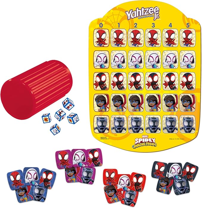 Hasbro Gaming Yahtzee Jr. Marvel Spidey and His Amazing Friends Edition Board Game | Preschool Games for Kids | 2-4 Players | Easter Gifts Boys & Girls | Ages 4+ (Amazon Exclusive)