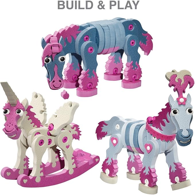 BLOCO TOYS Horses & Unicorns | STEM Toy | DIY Building Construction Set (418 Pieces) | Ages 6+