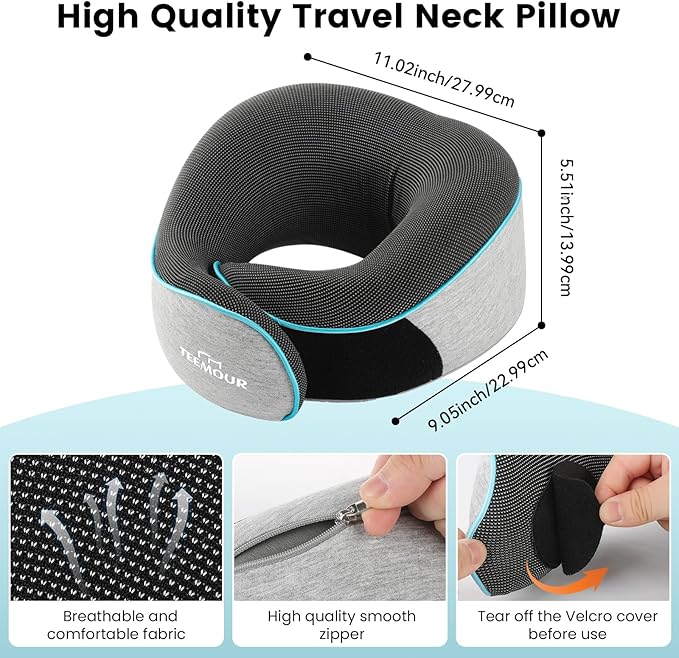 Upgraded Travel Neck Pillow Airplane- 360° Support Travel Pillows for Airplanes, Stocking Stuffers Gifts for Travellers With Eye Mask & Earplugs, Portable Carry Bag for Long Flights|Travel Essentials