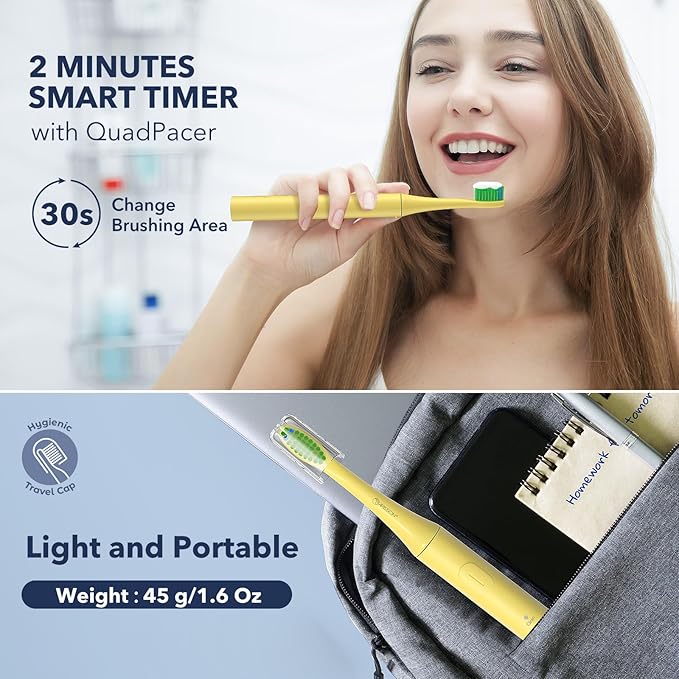 ARISSON Sonic Electric Toothbrush for Adults and Kids, 40,000 VPM Power Toothbrush, 1.5H Fast Charge Ultrasonic Electric Toothbrushes with 2 Minutes Smart Timer, 1.6 Oz Travel Toothbrush, New Corn