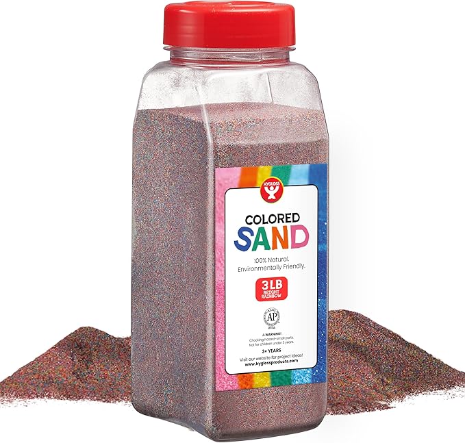 Hygloss Products Colored Play Sand - Assorted Colorful Craft Art Bucket O' Sand, 3 lb, Bright Rainbow, 29318