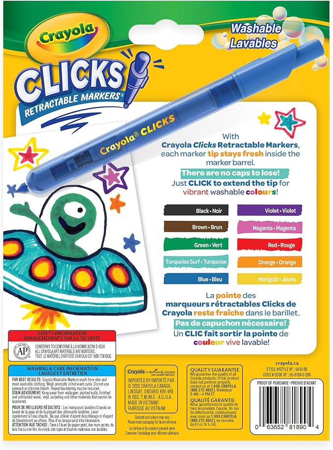 Crayola 10CT SUPERCLICKS,Retractable, Holiday Toys, Gift for Boys and Girls, Kids, Stocking, Arts and Crafts, Gifting