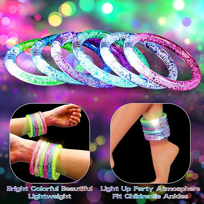 50Pcs Glow Bracelets,LED Bracelets Light up Bracelets,Glow In The Dark Bracelets 6 Colors,LED Party Supplies for Kids Adults,LED Glow Stick Bracelet for Party Birthday Concerts Night Events