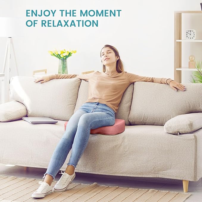 Office Chair Seat Cushion, Cooling Gel Enhanced Memory Foam Cushion for Long Sitting - Back, Sciatica, Coccyx, Tailbone Pain Relief Pillow - for Office, Gaming, Car, Wheelchair - Pink, Large