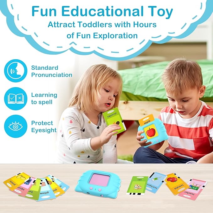 Sensory Toys Montessori Toys for 2 3 4 5 6 Year Old Speech Therapy Materials Autism Toys 192 Cards 384 Sides ABC 123 Sight Words Toddler Toys Educational Learning Toys Talking Flash Cards Boys Gift