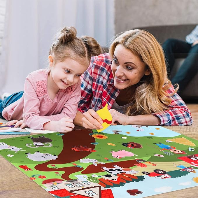 HomeMall Farm Animals Felt Board, 3.5 Ft Farmhouse Themed Felt Board for Toddlers, Preschool Early Learning Toy, Interactive Storytelling Wall Hanging Play Kit Gift for Toddlers Childrens
