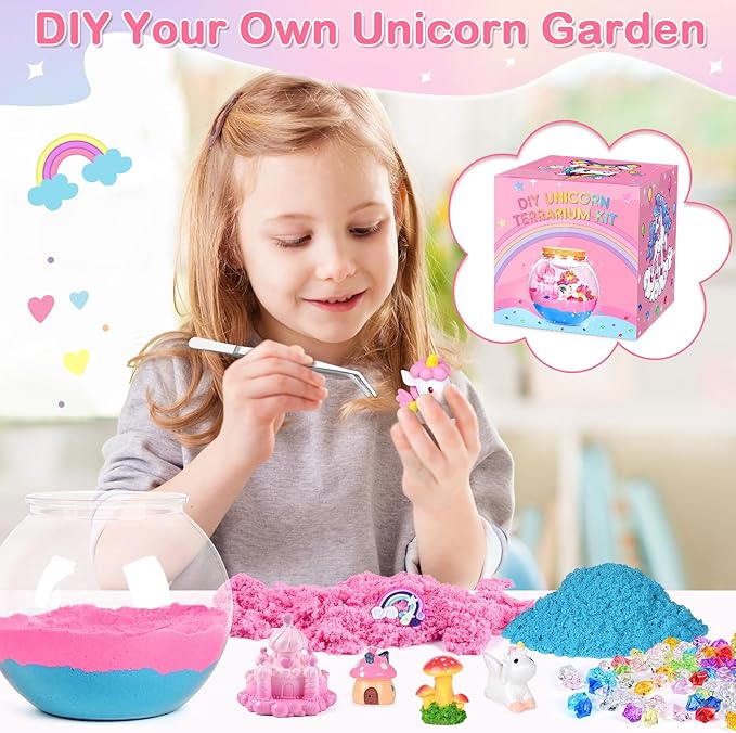 CINDYNAL Light-Up Unicorn Toys for Girls, Unicorn Terrarium Kit for Kids, Arts and Crafts Kit for Kids, Unicorn Toys for Girls Age 4-6 7 8 9-10 Year Old Girl Birthday Gifts