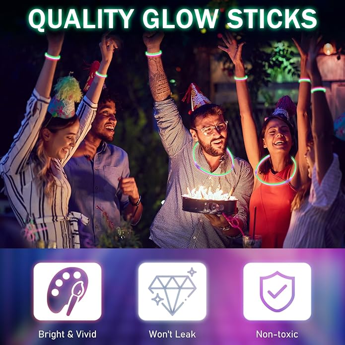 Lenwen 60 Pcs Red White and Blue Glow Sticks Bulk Glow Stick Necklaces Light up Bracelets with Connectors Glow in the Dark Party Supplies for Adults Neon Birthday 4th of July Party