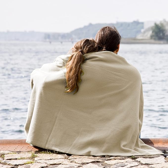 Fleece Throw Blanket Bulk Fleece Blankets Solid Lightweight Warm Soft Cozy Pet-Friendly for Home Bed Sofa Couch Dorm Office Wedding Gifts Travel Airplane for Seasons (Beige, Pack of 6-50x60 Inches)