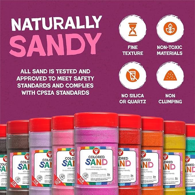 Hygloss Products Colored Play Sand - Assorted Colorful Craft Art Bucket O' Sand, Brown, 1 lb